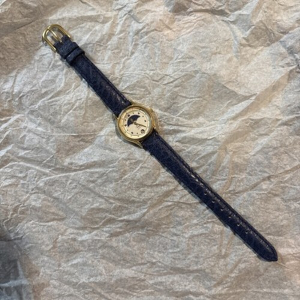 Vintage Women’s Timex Watch With Blue Leather Band - Needs New Battery